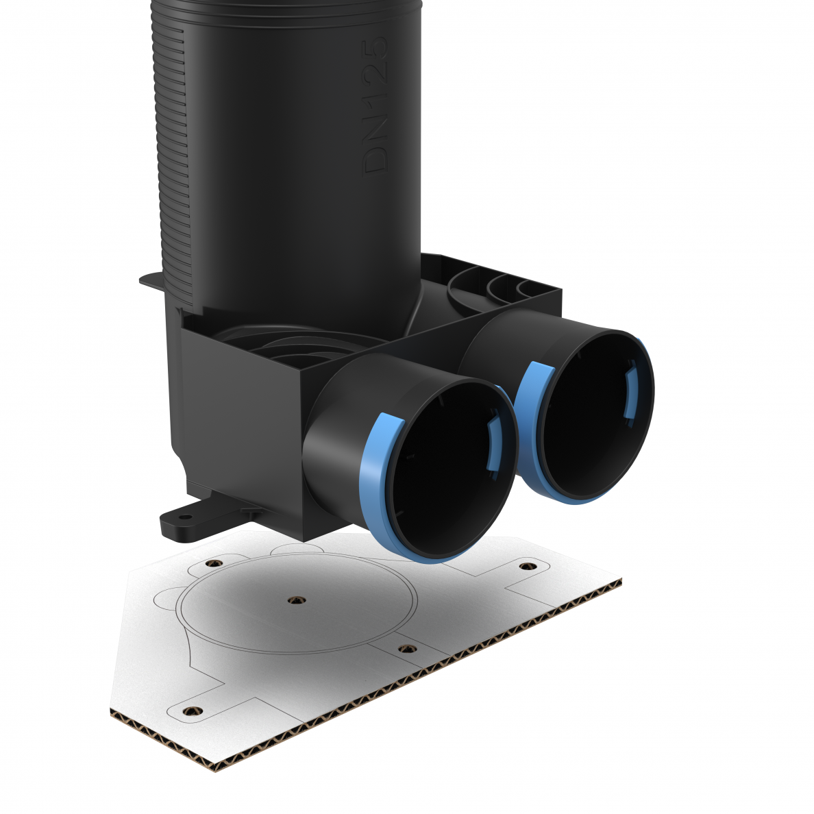 Plastikinė antistatinė difuzoriaus dėžutė 2x75 Karšti Vėjai Plastikinė antistatinė difuzoriaus dėžutė 2x75 difuzoriaus dezute antistatine dn125 2x75 2 1