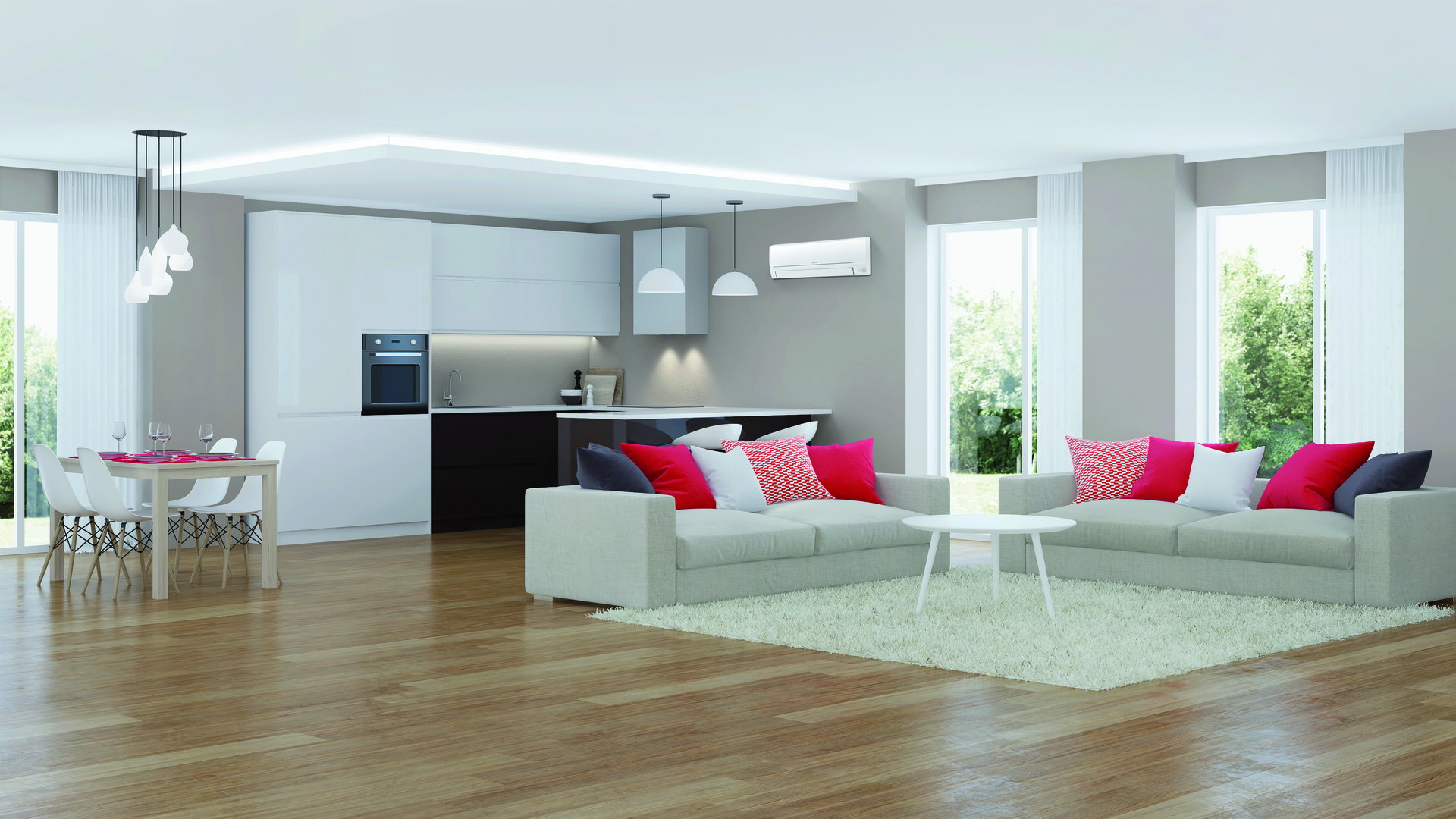 Plokštelinis rekuperatorius Mitsubishi Electric Lossnay LGH-150RVX su VALDYMO PULTU mitsubishi oro kondicionierius interjeras HR 9