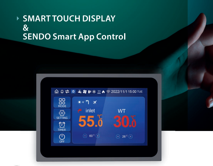 Šilumos siurblys oras-vanduo Sendo HERO 08-1XR monoblokas Karšti Vėjai Šilumos siurblys oras-vanduo Sendo HERO 08-1XR monoblokas