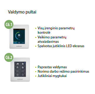 Rotacinis rekuperatorius KOMFOVENT Domekt R 200 V C8 T valdymo pultai komfovent 4