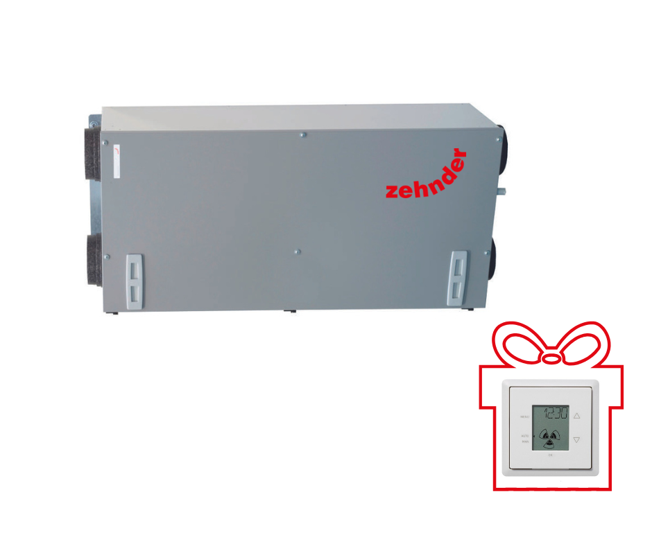 Plokštelinis ENTALPINIS rekuperatorius Zehnder ComfoAir 200 su VALDYMO PULTU zehnder200 rekuperatorius komplektas