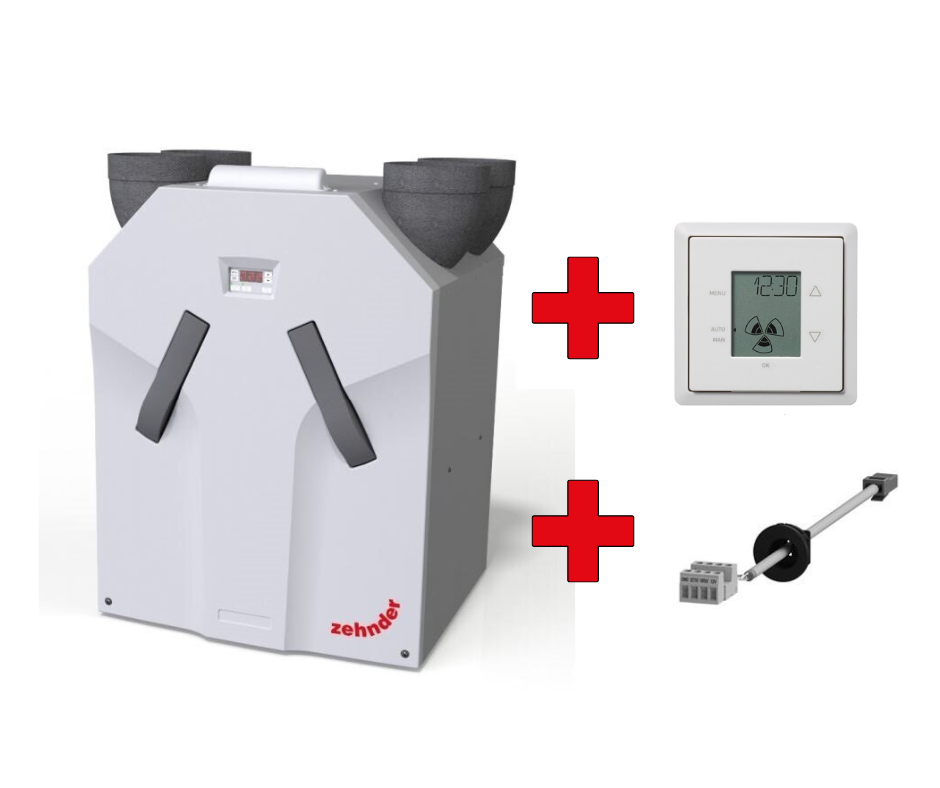 Plokštelinis ENTALPINIS rekuperatorius Zehnder ComfoAir 375 ERV su VALDYMO PULTU zehnder komplektas 375erv