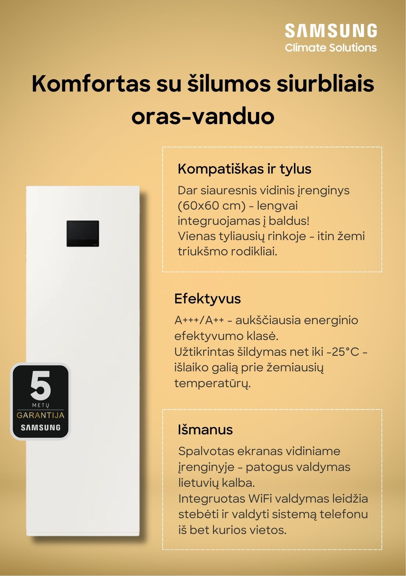 SAMSUNG oras–vanduo 4.4/5.0 kW SPLIT šilumos siurblio KOMPLEKTAS su atnaujinta 200 l talpa, valdymu lietuvių kalba ir integruotu WIFI Karšti Vėjai SAMSUNG oras–vanduo 4.4/5.0 kW SPLIT šilumos siurblio KOMPLEKTAS su atnaujinta 200 l talpa, valdymu lietuvių kalba ir integruotu WIFI samsung silumos siurblys oras vanduo